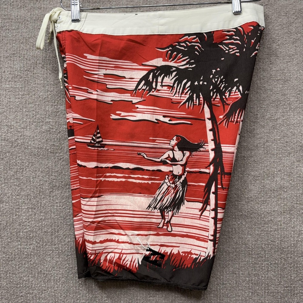 Billabong Platinum X Board Shorts Mens 32 Red Tropical Hula Marlin M1281ISL - Picture 6 of 11